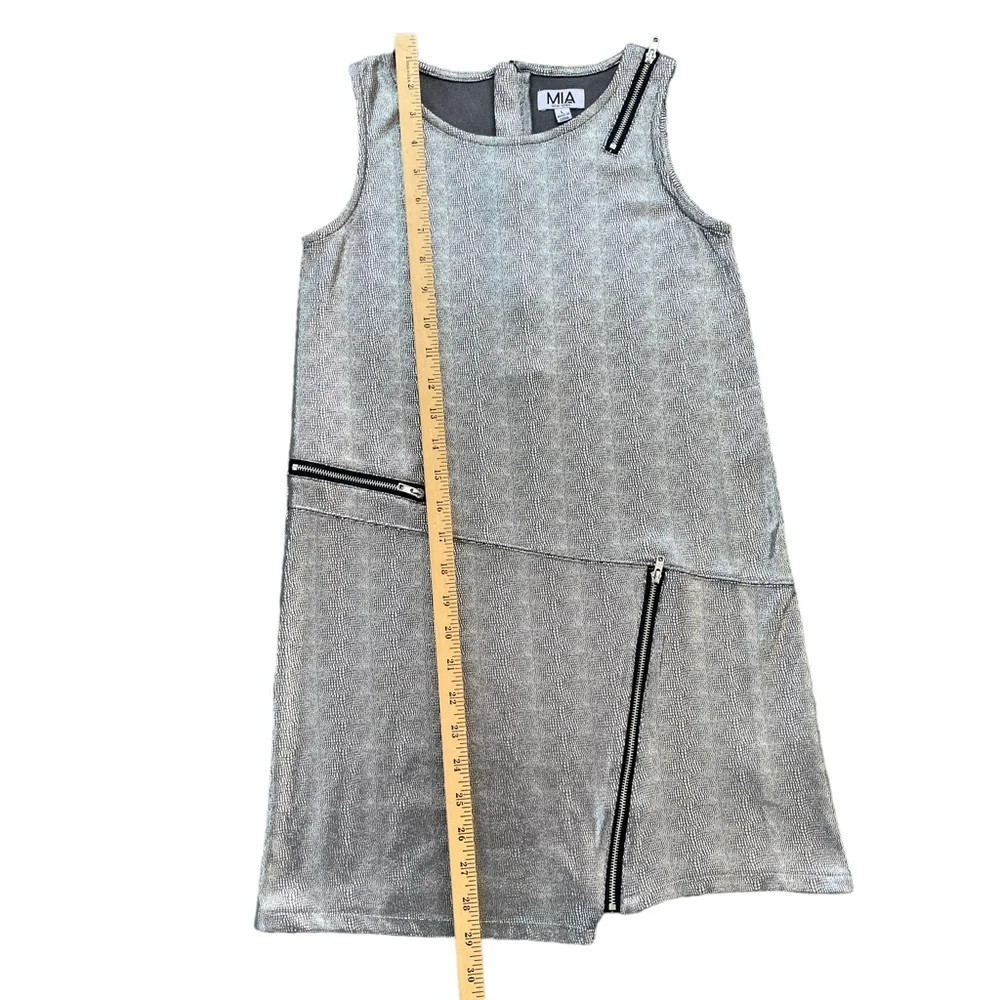 Mia New York Girl’s Size Large‎ Silver Metallic Zip Detail Snakeskin Print Dress